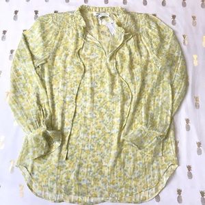 NWT Rose and Olive Yellow Sheer Long Sleeve